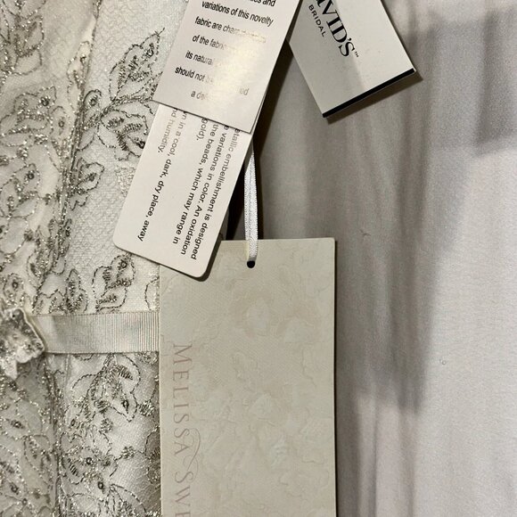 Melissa Sweet Illusion Ivory Hand-Beaded Lace Cap Sleeve Wedding Dress Sz 6 NWT - Picture 7 of 9
